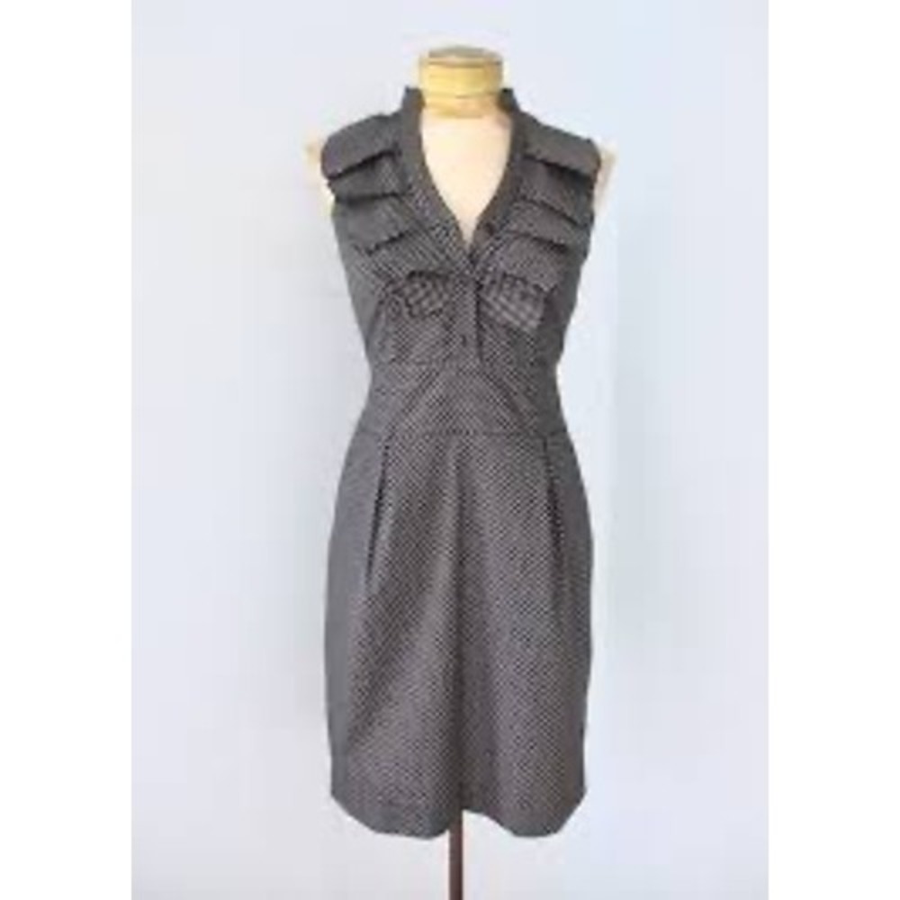 Express Design Studio Dress Women 2 Black Pinstripe Excellent Ruffle V-Neck